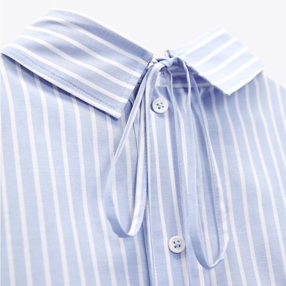 ZARA OVERSIZED STRIPED SHIRT WITH BUTTONS - Picture 11 of 12